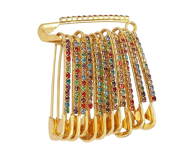 Safety Pins Golden Edition Pack Of 12 One Side Of Golden Colorful