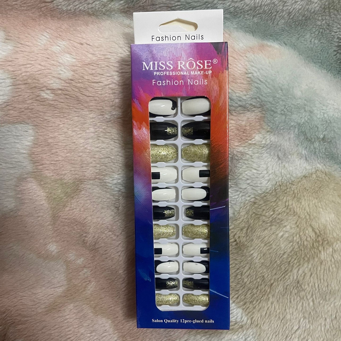 Miss Rose stick on manicure nails Nail Set For Girls / Artificial Nails For ladies