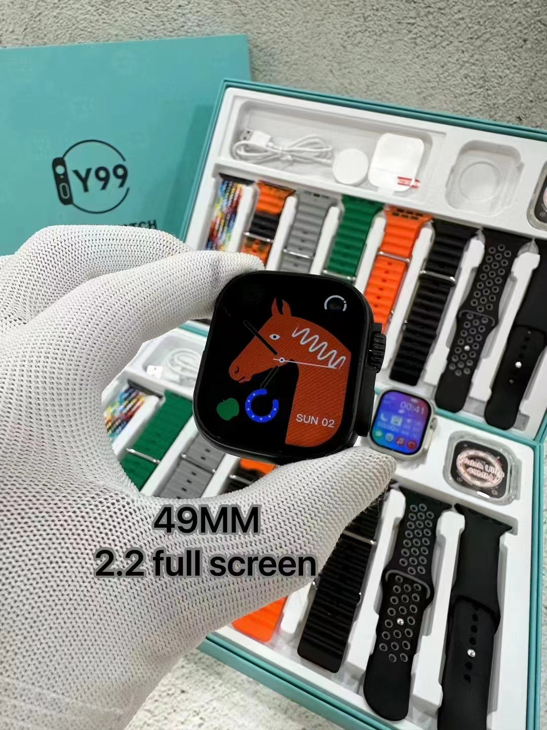 Y99 Ultra Smart watch with 8 Straps and Case with gift packing