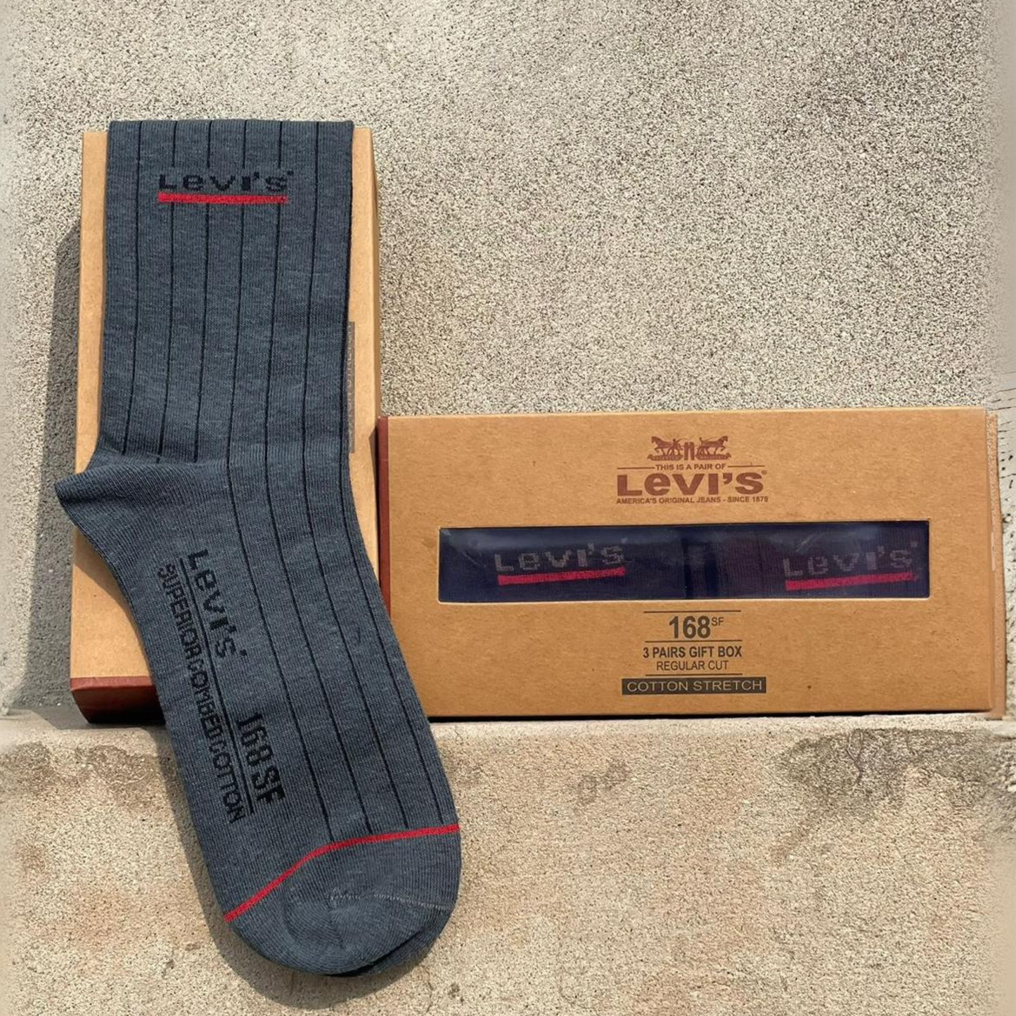 LEVIS Brand 3 Colors Socks for Men with Premium Gift Packing Export Quality