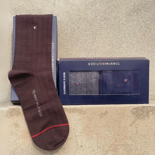 TM(Tommy Hilfiger) Brand 3 Colors Socks for Men with Premium Gift Packing Export Quality