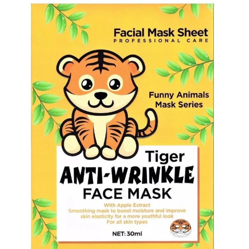 Anti-wrinkle Tiger Face Mask with Apple Extract skin 1 Sheet