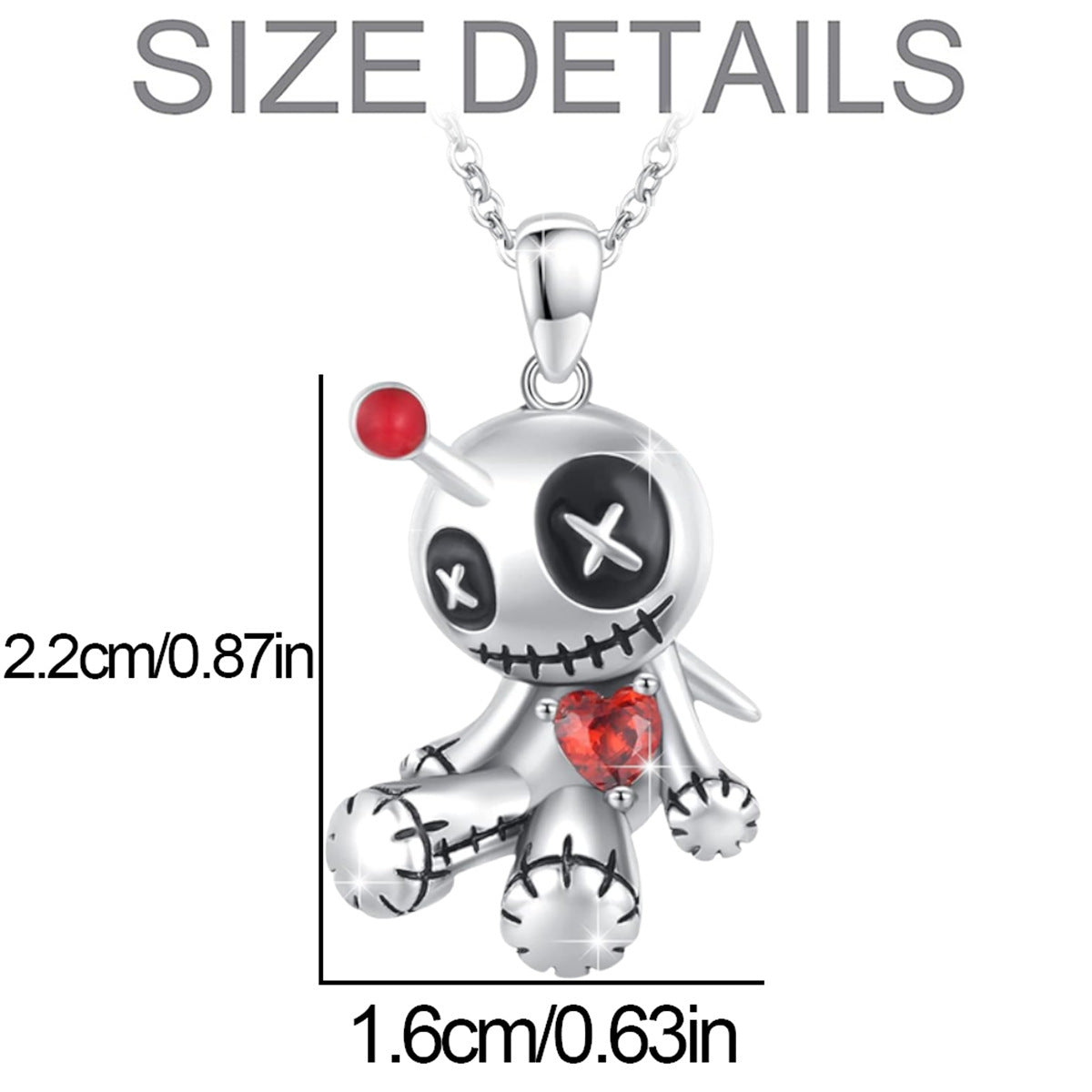 Cartoon Red Heart Voodoo Doll Necklace Halloween Personality Clavicle Necklace Fashion Jewelry Accessories