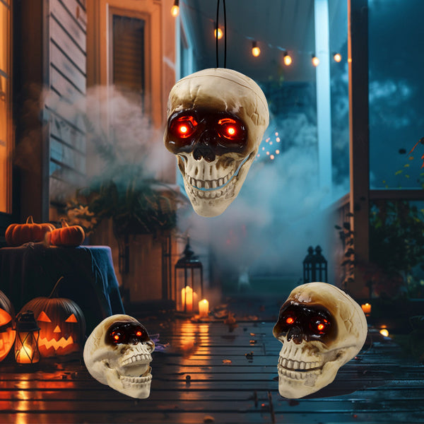 Animated Floating Skeleton Decorations Realistic Halloween Skull Heads Halloween Decorations Scary Sound Spooky Decoration