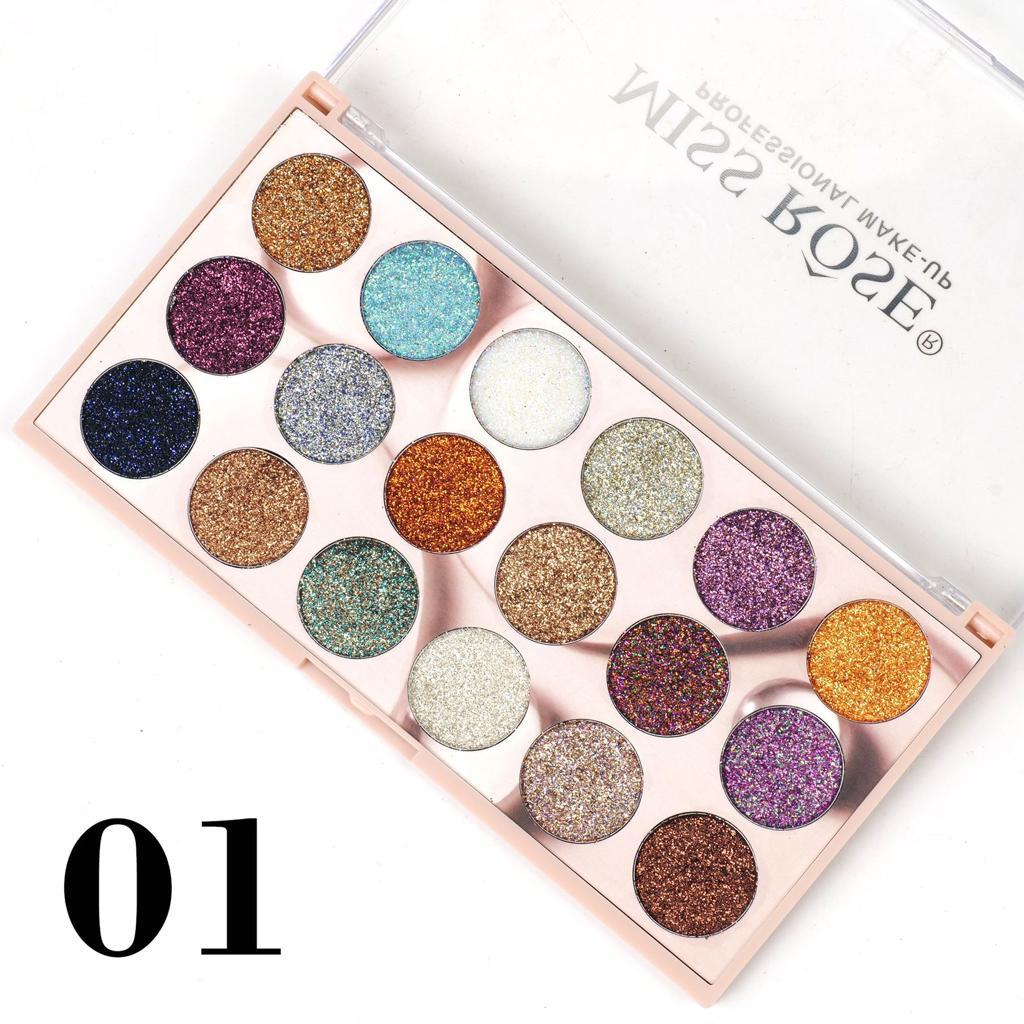 MISS ROSE 18-Color Sequin Glitter Eyeshadow Palette