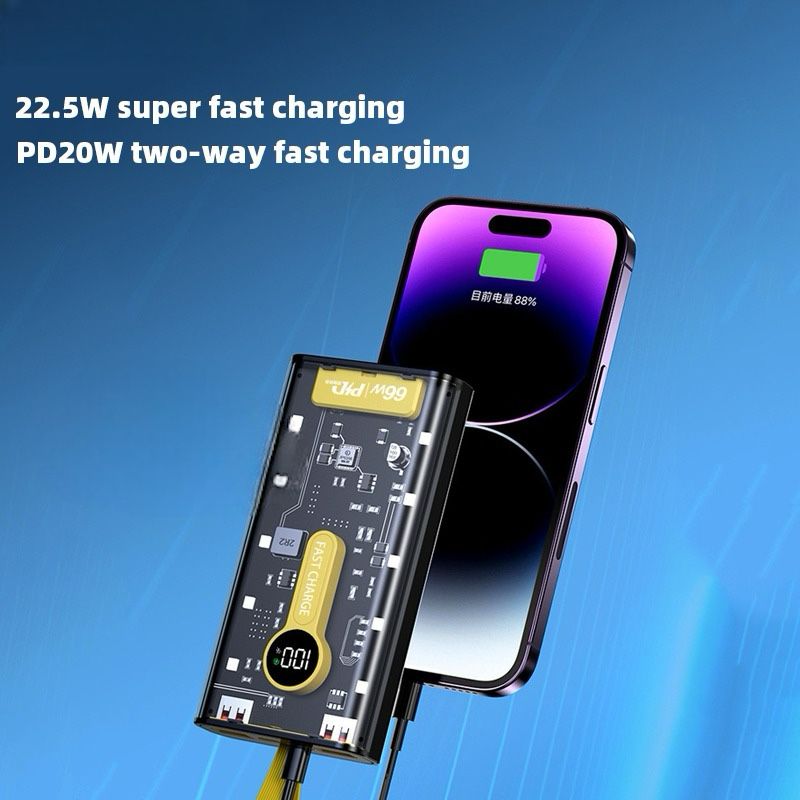 Transparent Power Bank with 66W Battery 10,000mAh